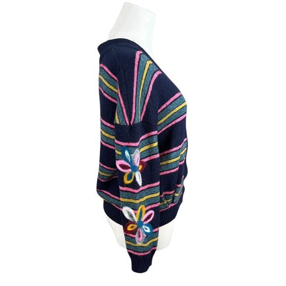 Moth Floral Embroidered Cardigan Wool Cashmere Blend Pleated Back XS - Picture 5 of 13